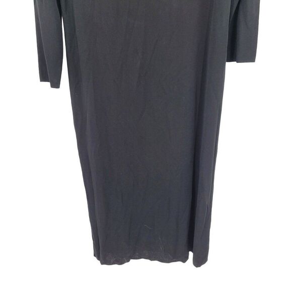 Vintage 80s Misook Black Knit Maxi Dress Rhinestone Buttons XL Modest Lagenlook - Picture 12 of 13